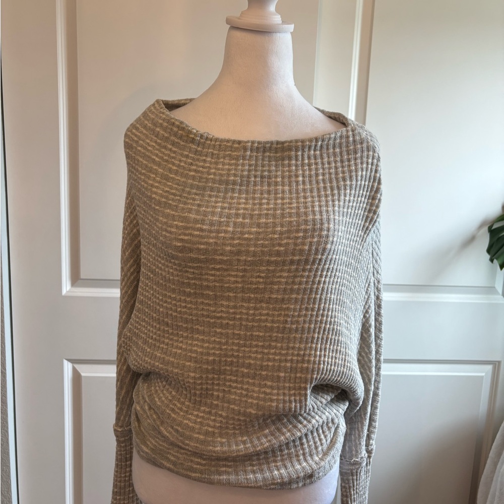 Elan Off-the-Shoulder Tan Sweater